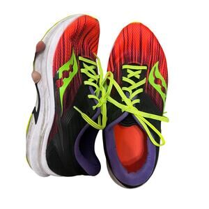 EUC Mens Saucony PWRRUN Axon Visi Pro running shoes size 10 colorful bright